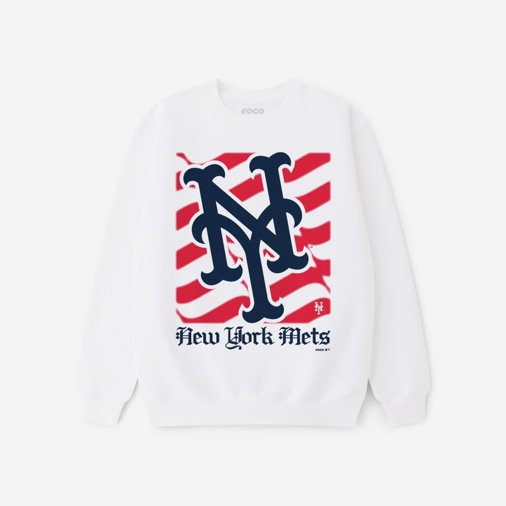 New York Mets American Heritage Wordmark Crew Neck Sweatshirt FOCO S - FOCO.com