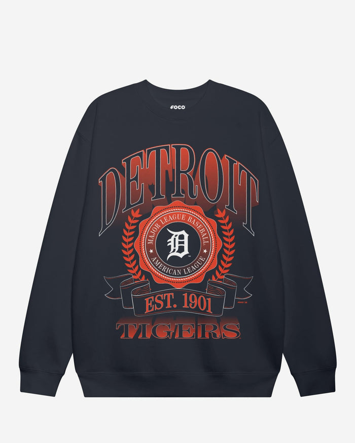 Detroit Tigers Banner Crest Crew Neck Sweatshirt FOCO S - FOCO.com