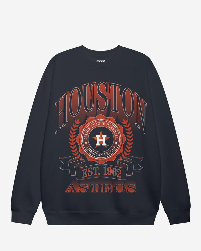 Houston Astros Banner Crest Crew Neck Sweatshirt FOCO S - FOCO.com