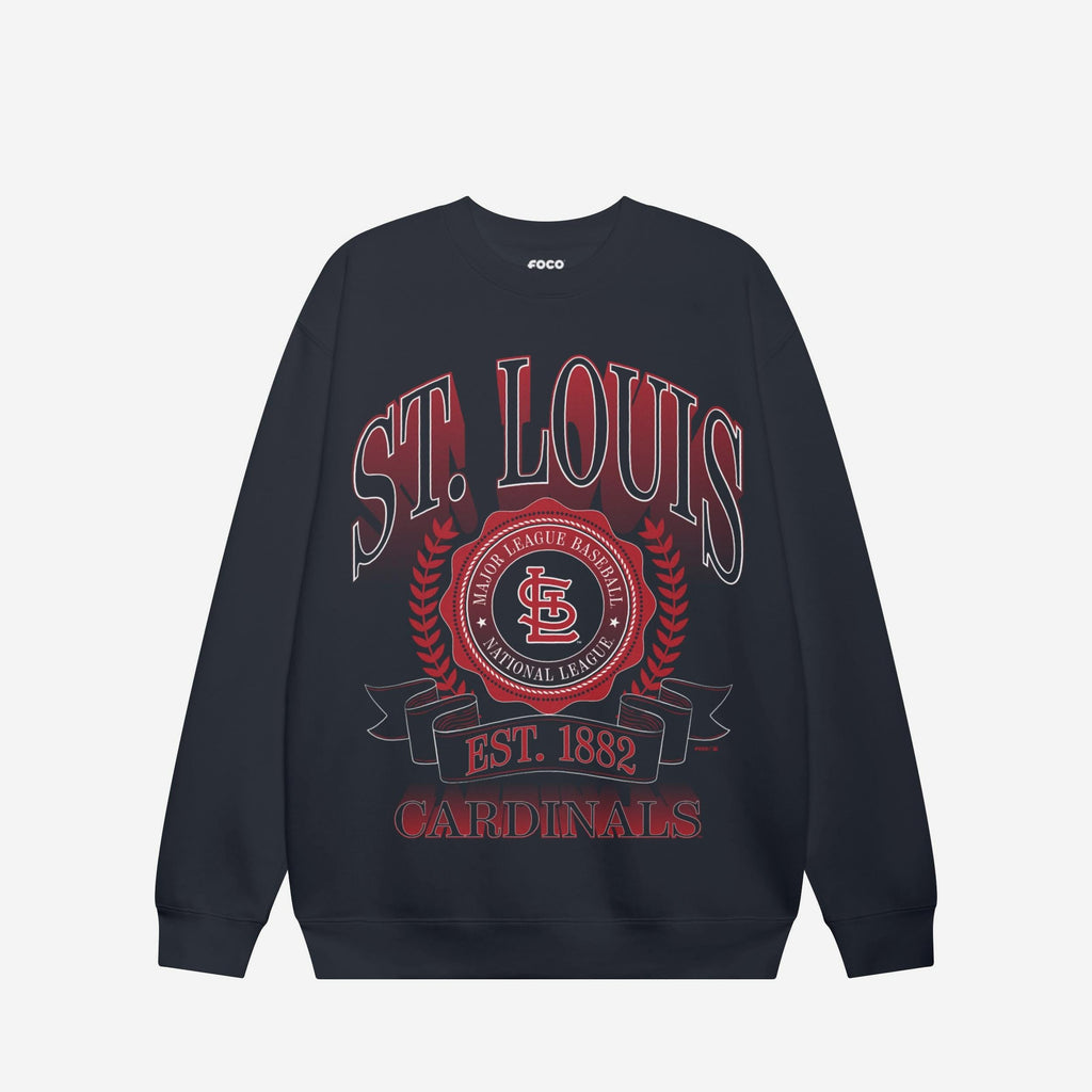 St Louis Cardinals Banner Crest Crew Neck Sweatshirt FOCO Navy S - FOCO.com