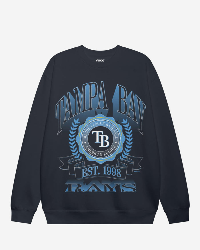 Tampa Bay Rays Banner Crest Crew Neck Sweatshirt FOCO S - FOCO.com