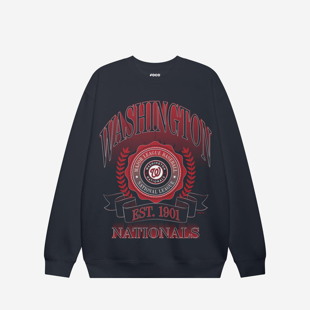Washington Nationals Banner Crest Crew Neck Sweatshirt FOCO S - FOCO.com