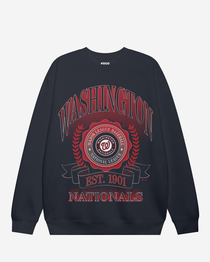 Washington Nationals Banner Crest Crew Neck Sweatshirt FOCO S - FOCO.com