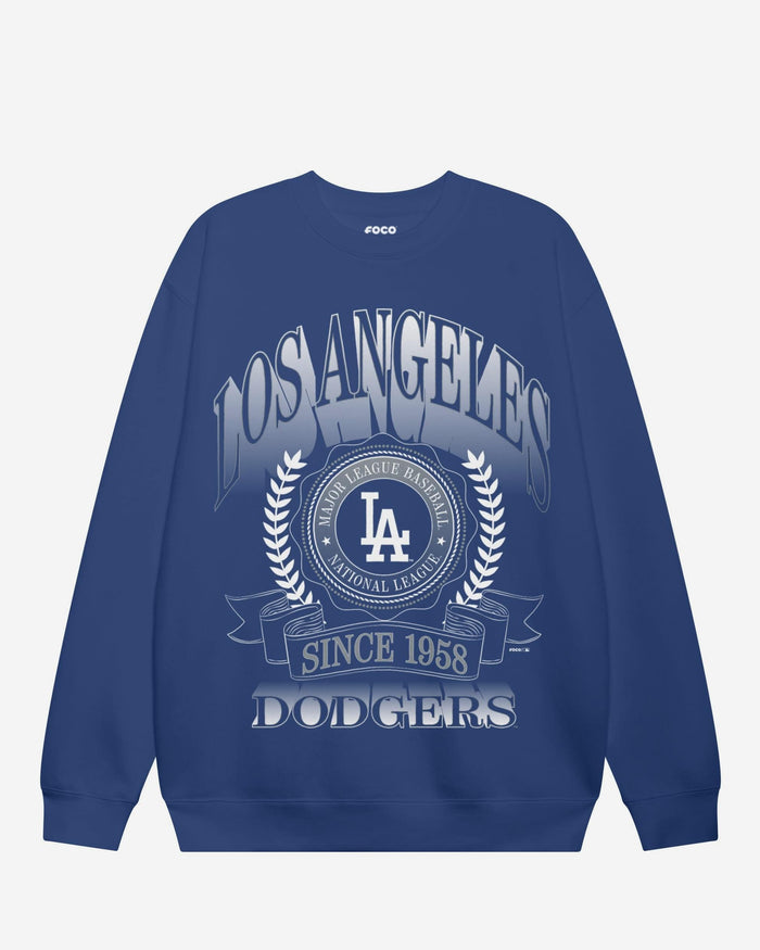 Los Angeles Dodgers Banner Crest Crew Neck Sweatshirt FOCO S - FOCO.com