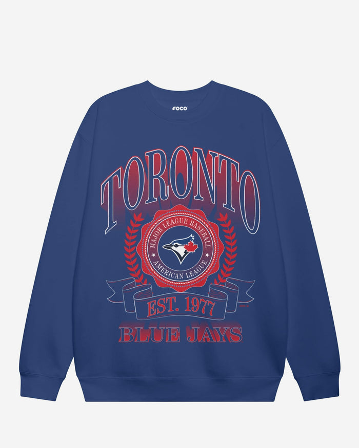 Toronto Blue Jays Banner Crest Crew Neck Sweatshirt FOCO S - FOCO.com
