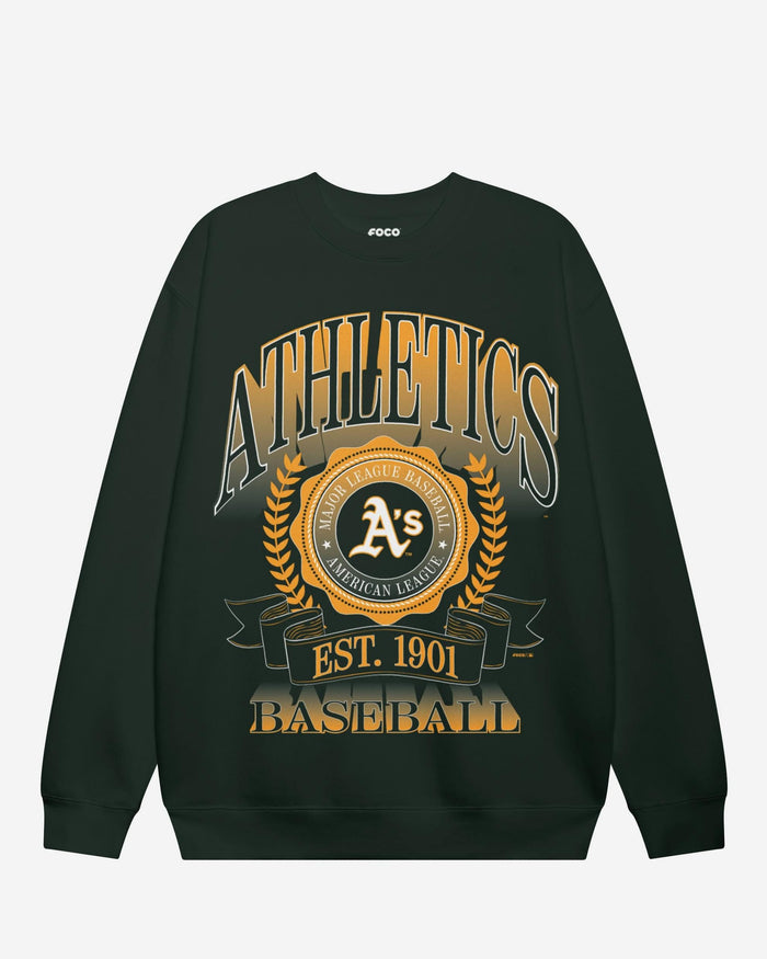 Athletics Banner Crest Crew Neck Sweatshirt FOCO S - FOCO.com