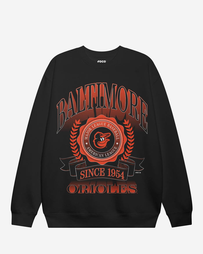 Baltimore Orioles Banner Crest Crew Neck Sweatshirt FOCO S - FOCO.com