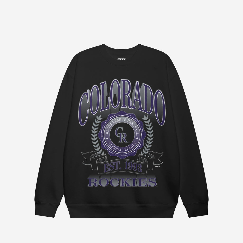 Colorado Rockies Banner Crest Crew Neck Sweatshirt FOCO S - FOCO.com