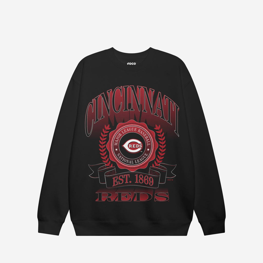 Cincinnati Reds Banner Crest Crew Neck Sweatshirt FOCO