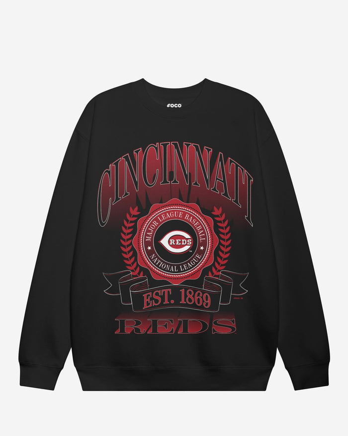 Cincinnati Reds Banner Crest Crew Neck Sweatshirt FOCO S - FOCO.com