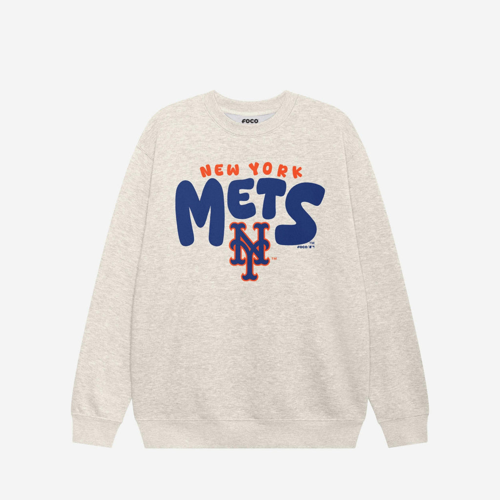 New York Mets Bubble Crew Neck Sweatshirt FOCO S - FOCO.com