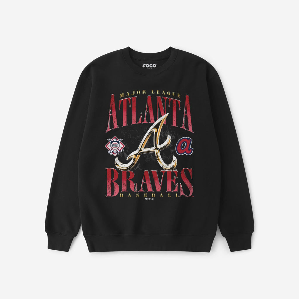 Atlanta Braves Chrome Stack Crew Neck Sweatshirt FOCO S - FOCO.com