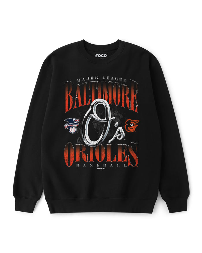 Baltimore Orioles Chrome Stack Crew Neck Sweatshirt FOCO S - FOCO.com