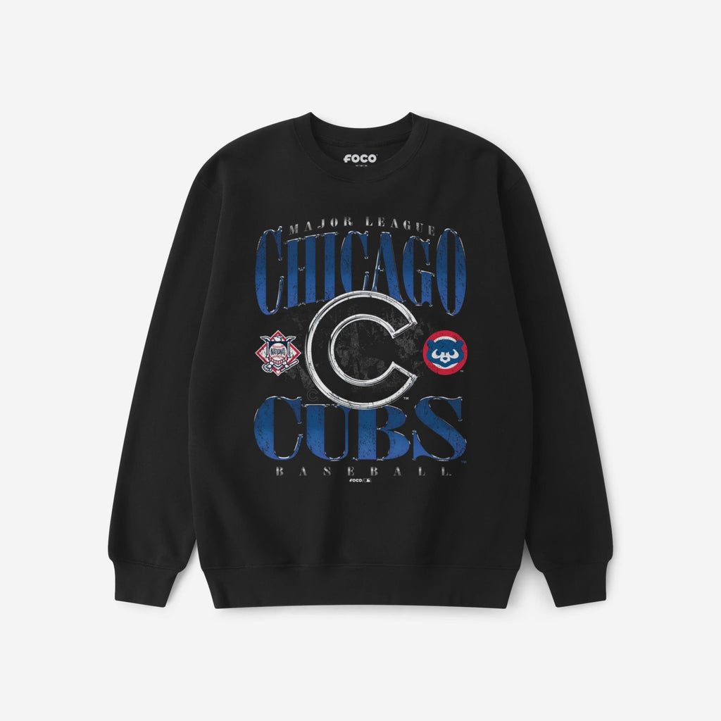 Chicago Cubs Chrome Stack Crew Neck Sweatshirt FOCO S - FOCO.com