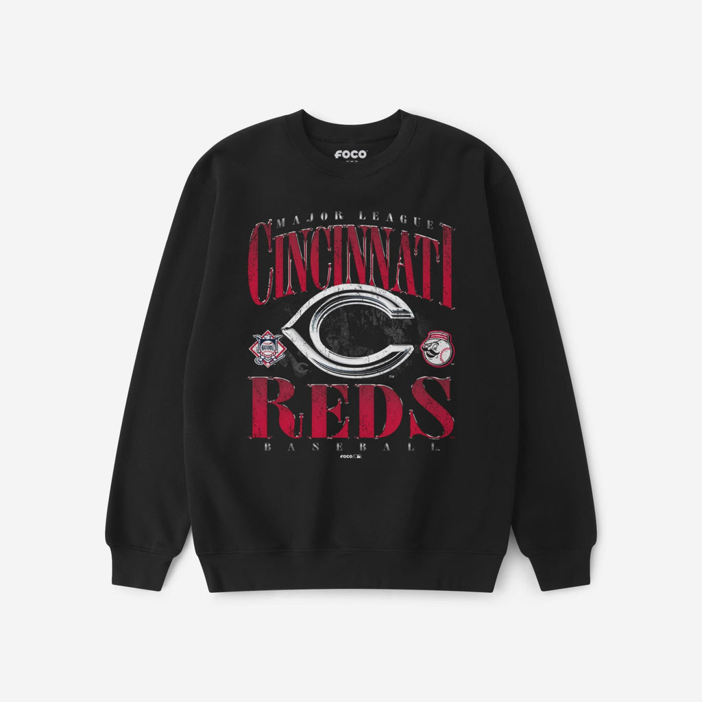 Cincinnati Reds Chrome Stack Crew Neck Sweatshirt FOCO S - FOCO.com