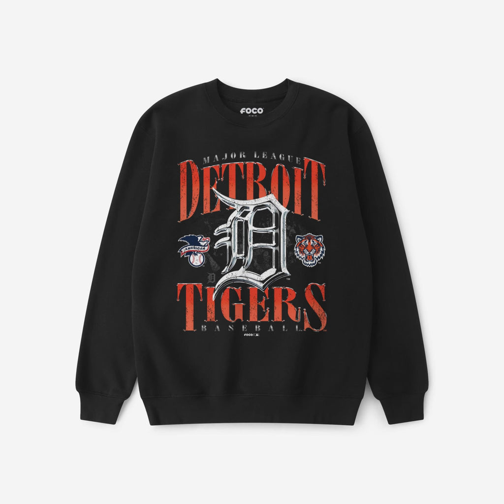 Detroit Tigers Chrome Stack Crew Neck Sweatshirt FOCO S - FOCO.com