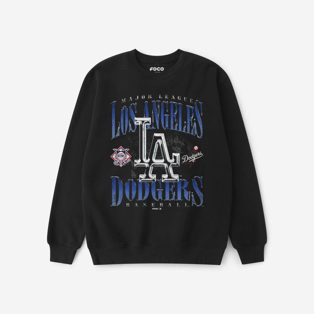 Los Angeles Dodgers Chrome Stack Crew Neck Sweatshirt FOCO S - FOCO.com