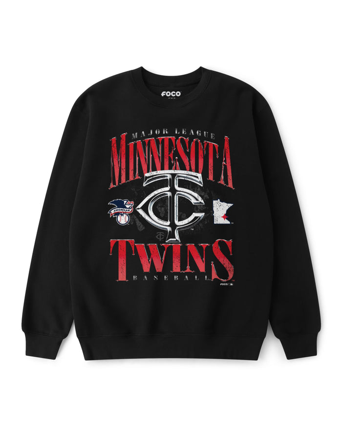 Minnesota Twins Chrome Stack Crew Neck Sweatshirt FOCO S - FOCO.com