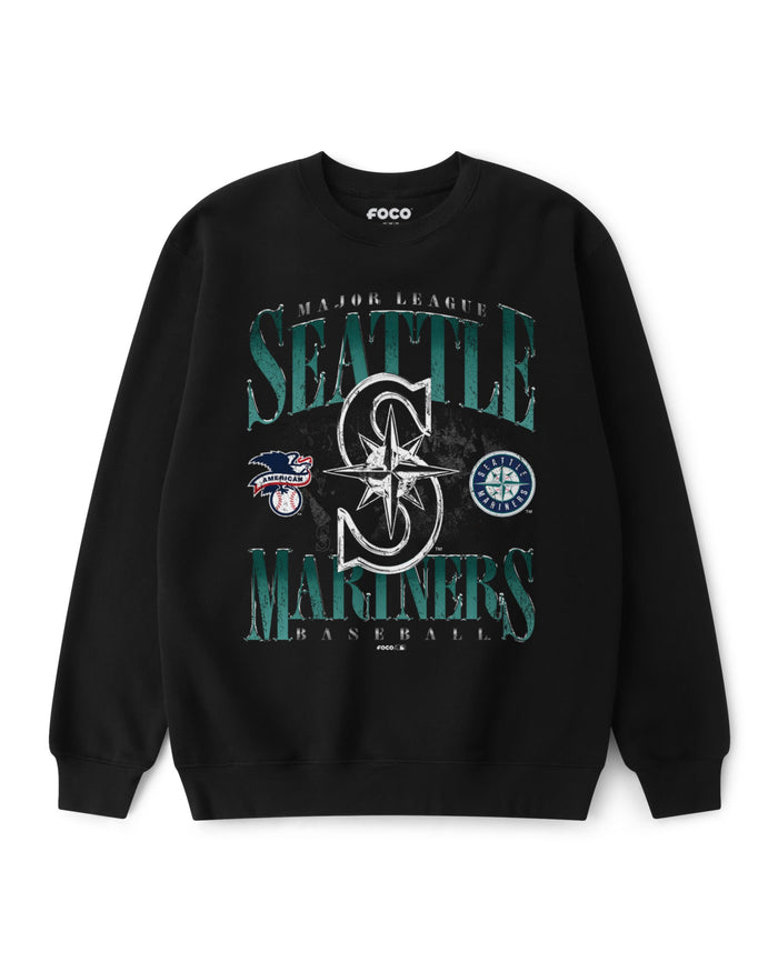 Seattle Mariners Chrome Stack Crew Neck Sweatshirt FOCO S - FOCO.com