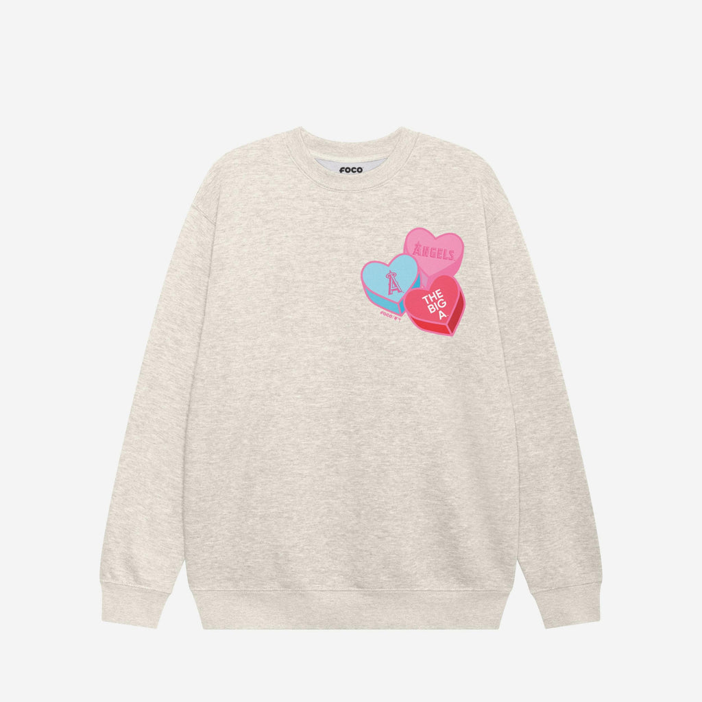 Los Angeles Angels Candy Heart Crew Neck Sweatshirt FOCO Oatmeal Heather S - FOCO.com