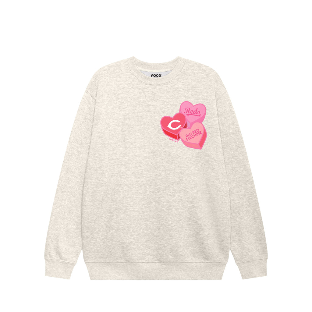 Cincinnati Reds Candy Heart Crew Neck Sweatshirt