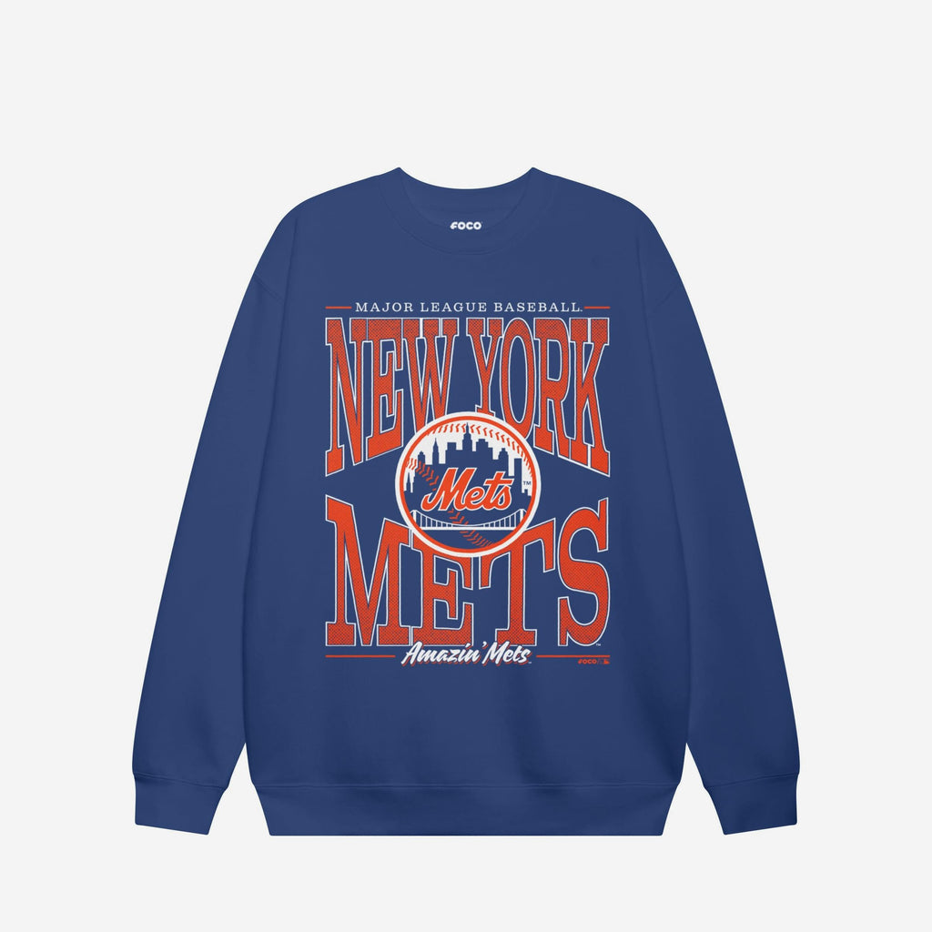 New York Mets Diamond Dynasty Crew Neck Sweatshirt FOCO S - FOCO.com