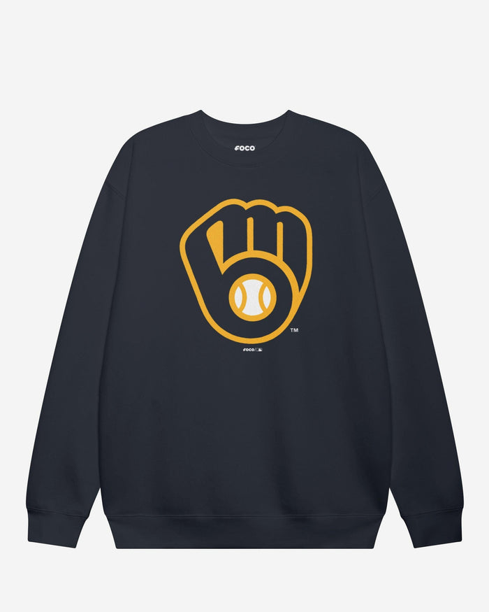 Milwaukee Brewers Primary Logo Crew Neck Sweatshirt FOCO Navy S - FOCO.com