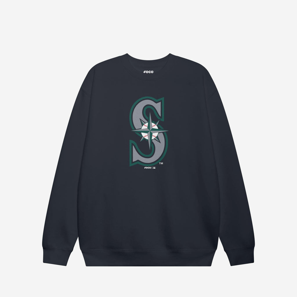 Seattle Mariners Primary Logo Crew Neck Sweatshirt FOCO Navy S - FOCO.com