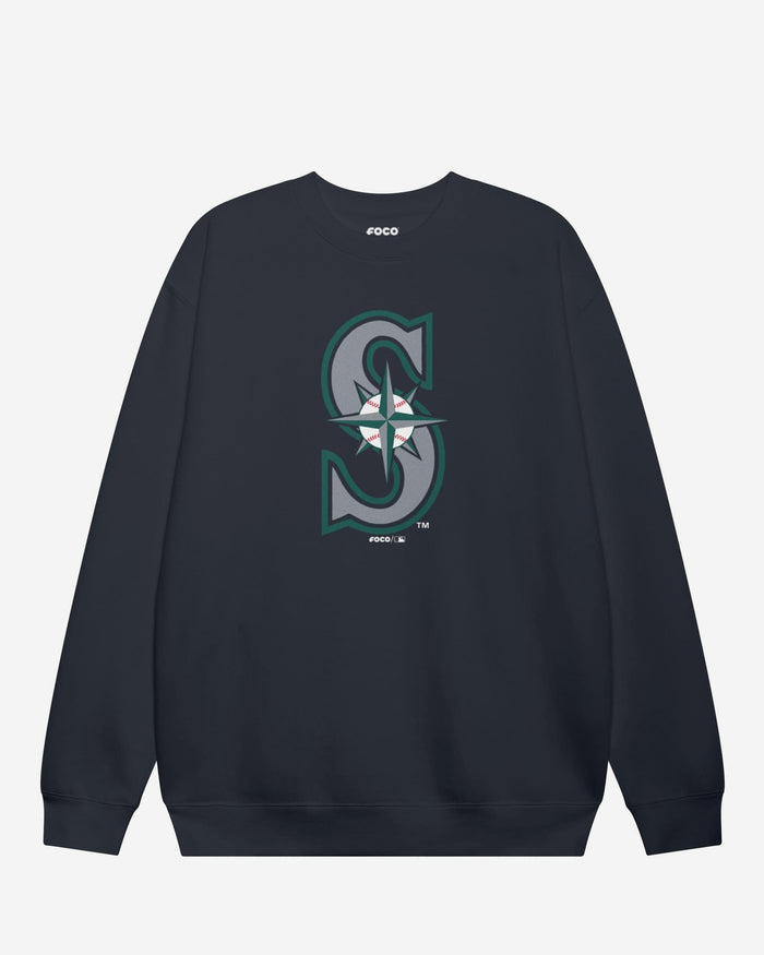 Seattle Mariners Primary Logo Crew Neck Sweatshirt FOCO Navy S - FOCO.com