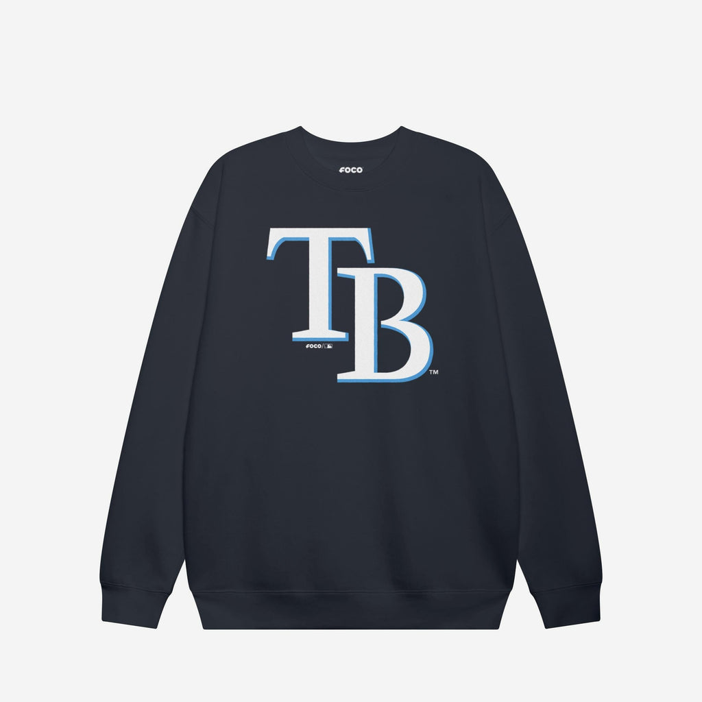 Tampa Bay Rays Primary Logo Crew Neck Sweatshirt FOCO Navy S - FOCO.com