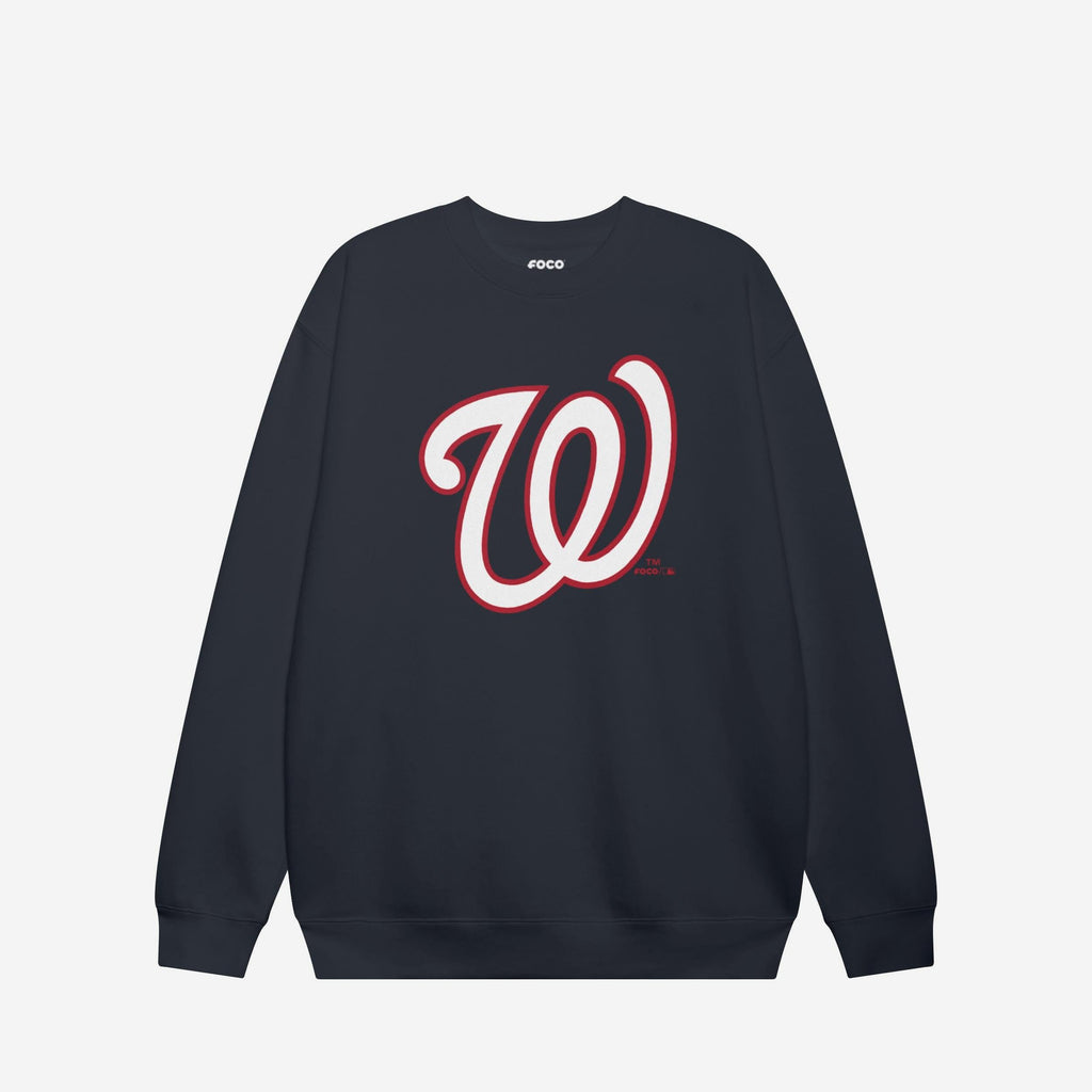 Washington Nationals Primary Logo Crew Neck Sweatshirt FOCO Navy S - FOCO.com