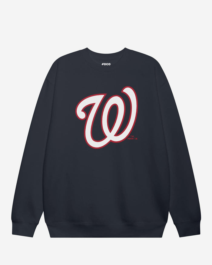 Washington Nationals Primary Logo Crew Neck Sweatshirt FOCO Navy S - FOCO.com