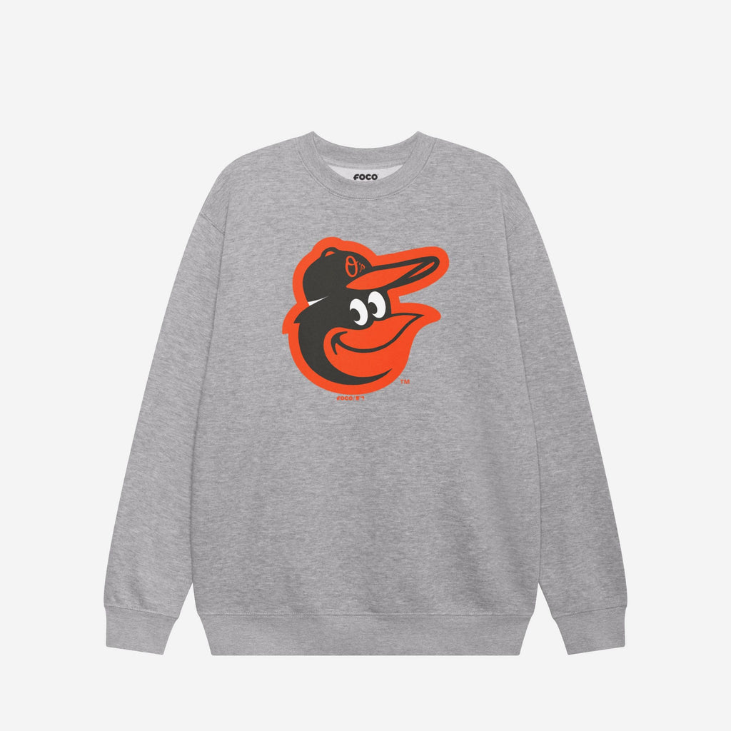 Baltimore Orioles Primary Logo Crew Neck Sweatshirt FOCO Athletic Heather S - FOCO.com