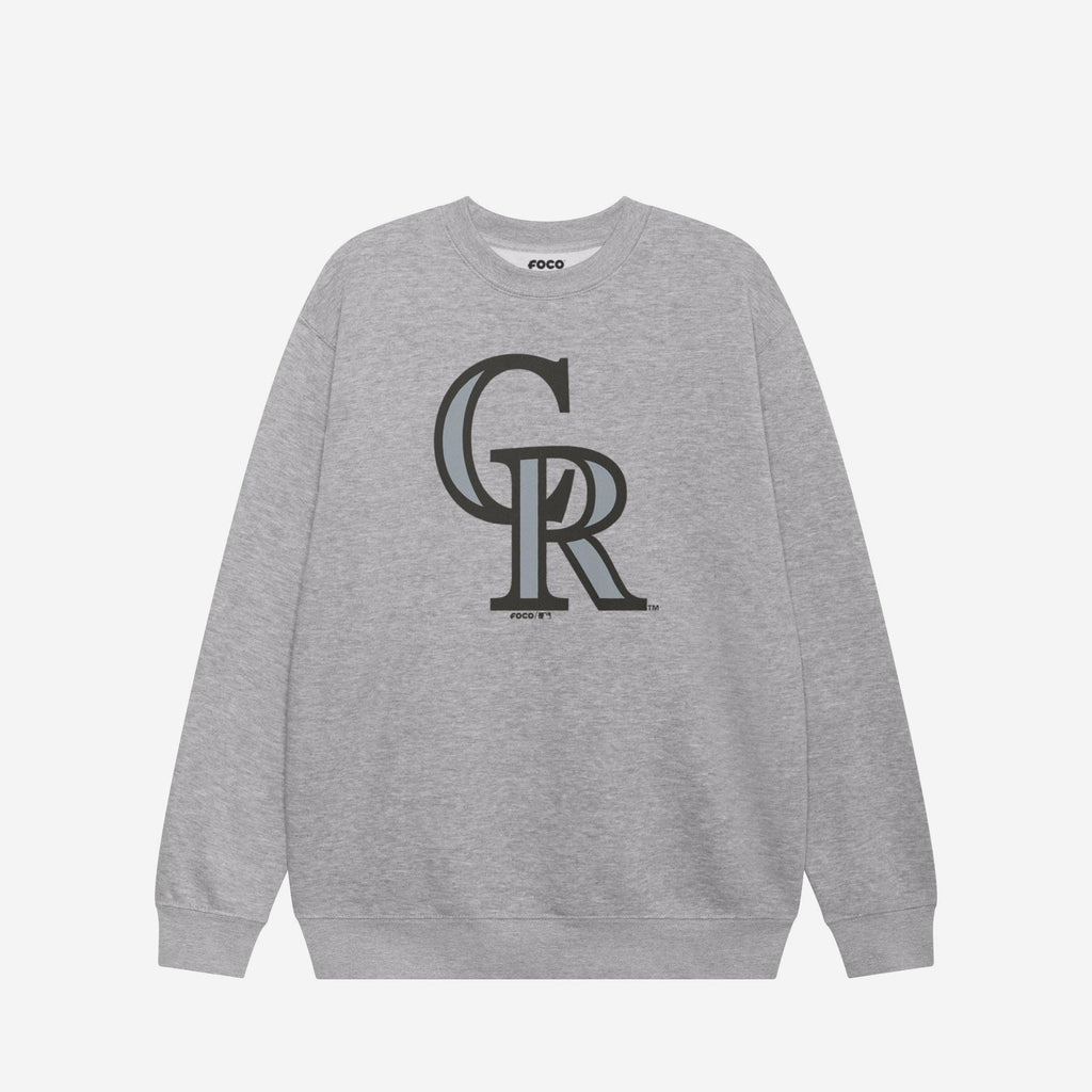 Colorado Rockies Primary Logo Crew Neck Sweatshirt FOCO Athletic Heather S - FOCO.com