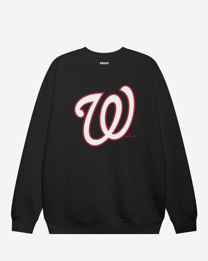 Washington Nationals Primary Logo Crew Neck Sweatshirt FOCO Black S - FOCO.com
