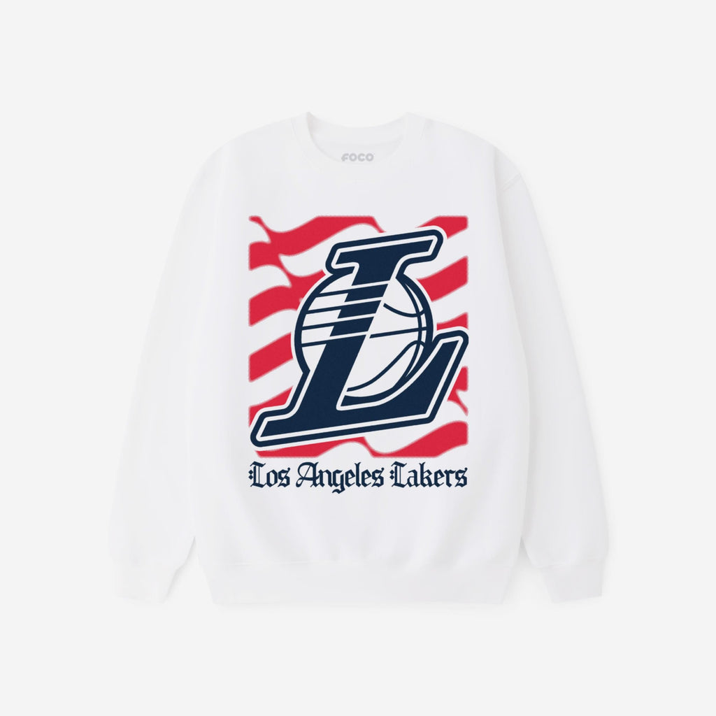Los Angeles Lakers American Heritage Wordmark Crew Neck Sweatshirt FOCO S - FOCO.com
