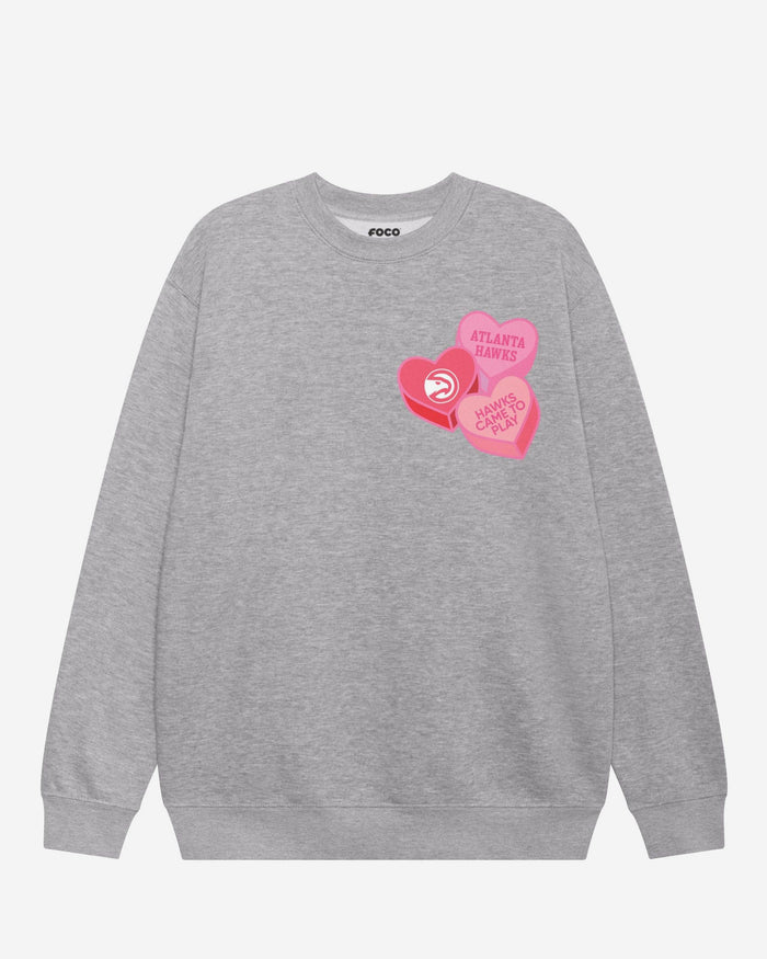 Atlanta Hawks Candy Heart Crew Neck Sweatshirt FOCO Athletic Heather S - FOCO.com