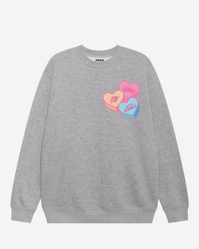 Oklahoma City Thunder Candy Heart Crew Neck Sweatshirt FOCO Athletic Heather S - FOCO.com