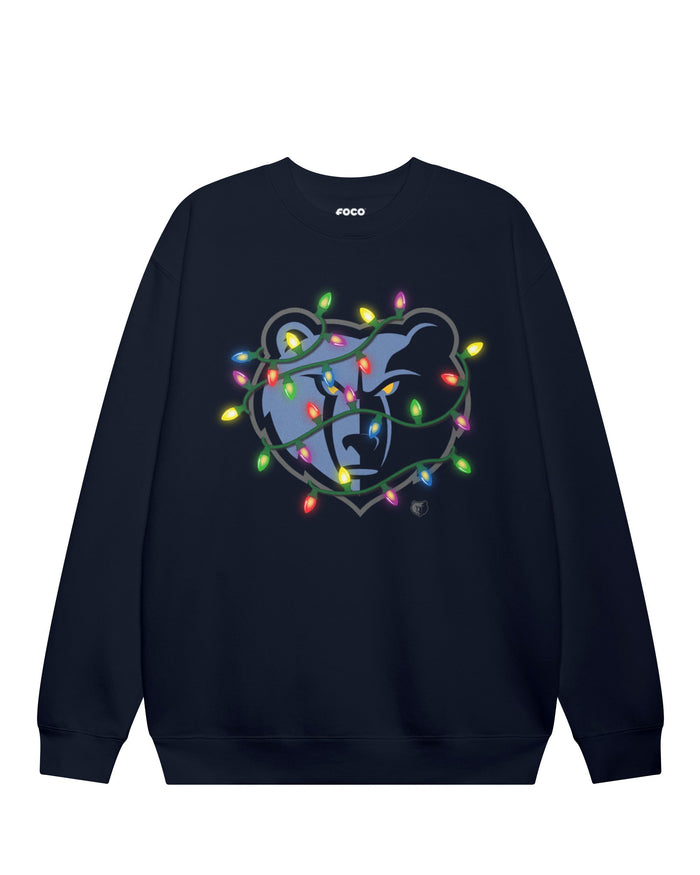Memphis Grizzlies Primary Logo Holiday Lights Crew Neck Sweatshirt
