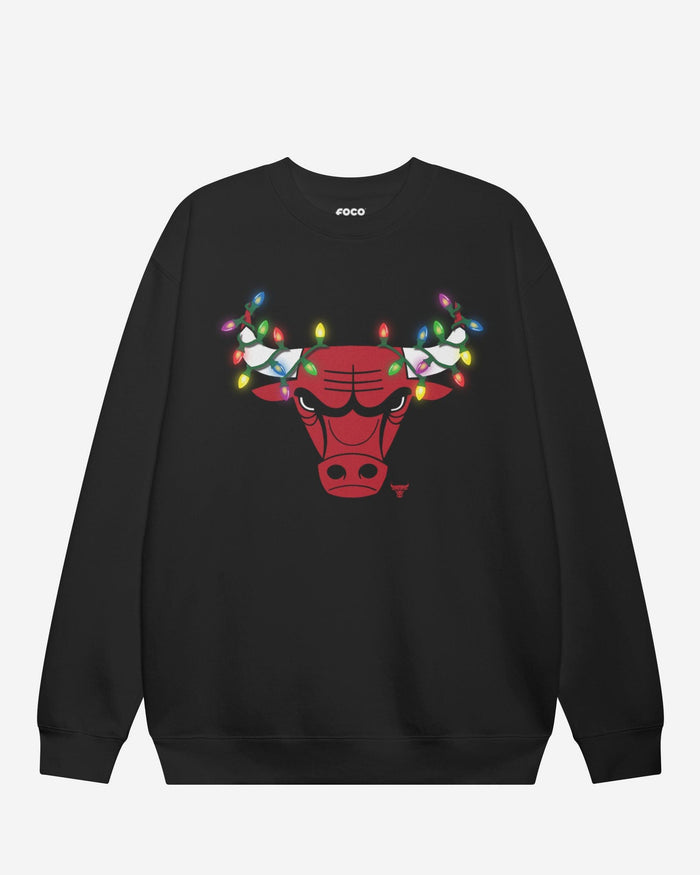 Chicago Bulls Primary Logo Holiday Lights Crew Neck Sweatshirt FOCO S - FOCO.com
