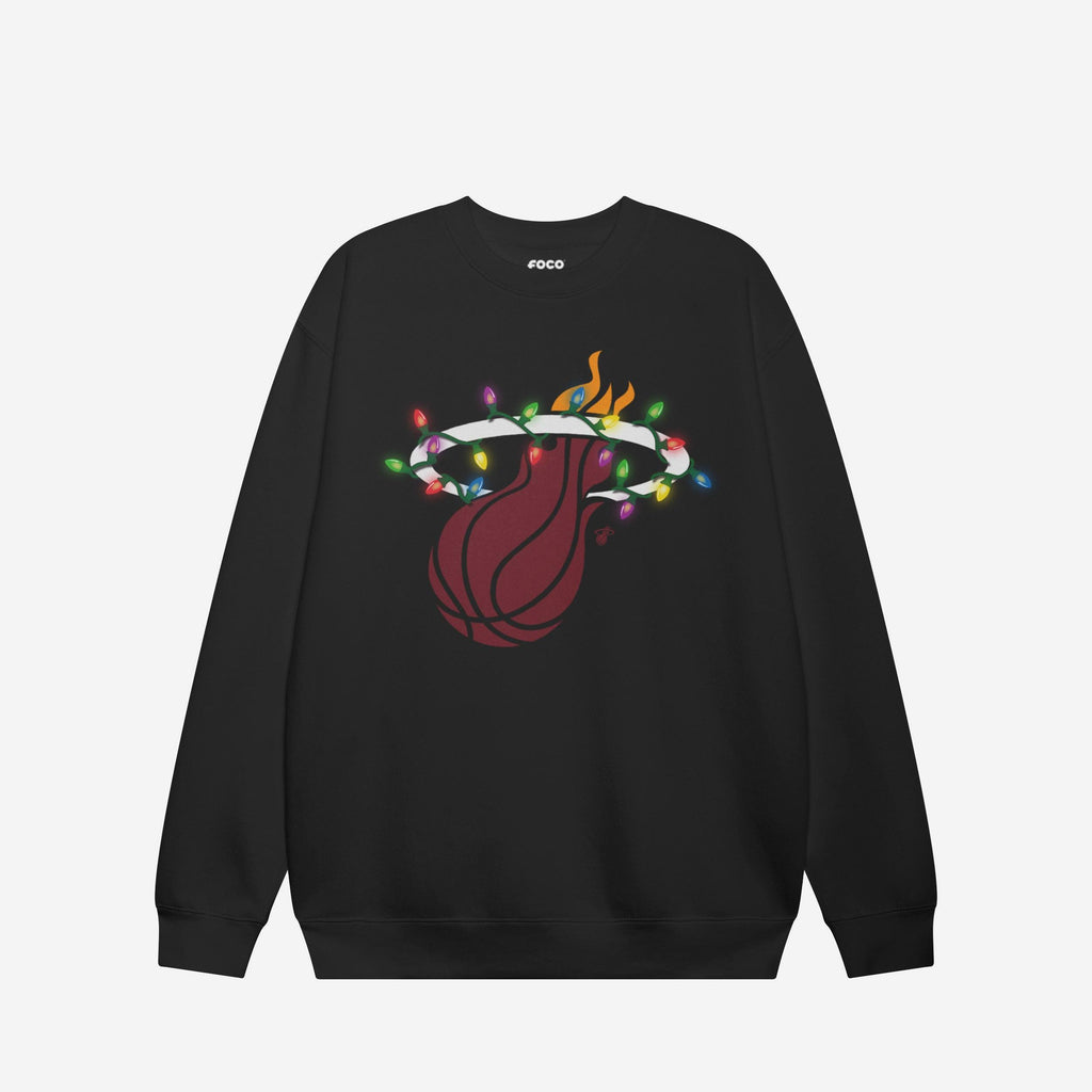 Miami Heat Primary Logo Holiday Lights Crew Neck Sweatshirt FOCO S - FOCO.com