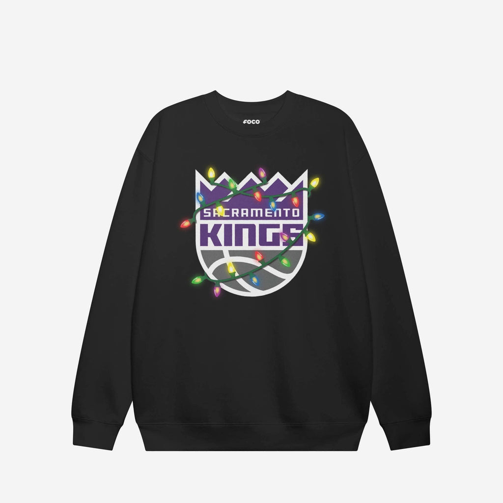 Sacramento Kings Primary Logo Holiday Lights Crew Neck Sweatshirt FOCO S - FOCO.com