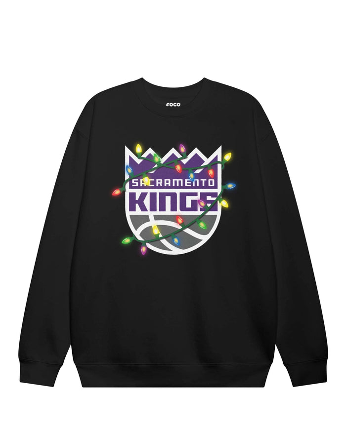 Sacramento Kings Primary Logo Holiday Lights Crew Neck Sweatshirt