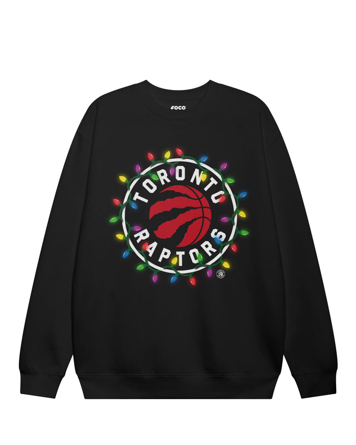 Toronto Raptors Primary Logo Holiday Lights Crew Neck Sweatshirt