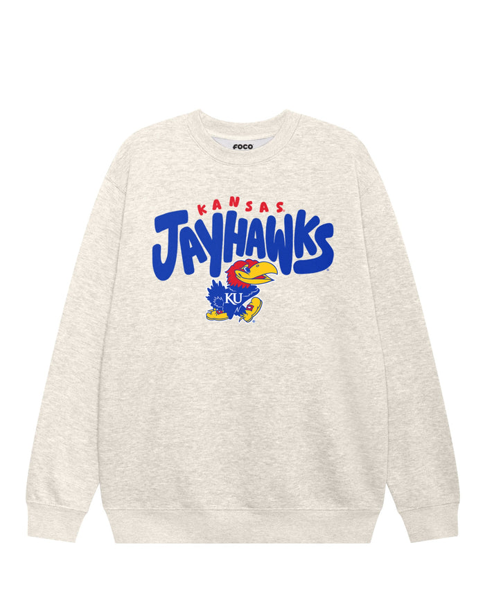 Kansas Jayhawks Bubble Crew Neck Sweatshirt FOCO S - FOCO.com