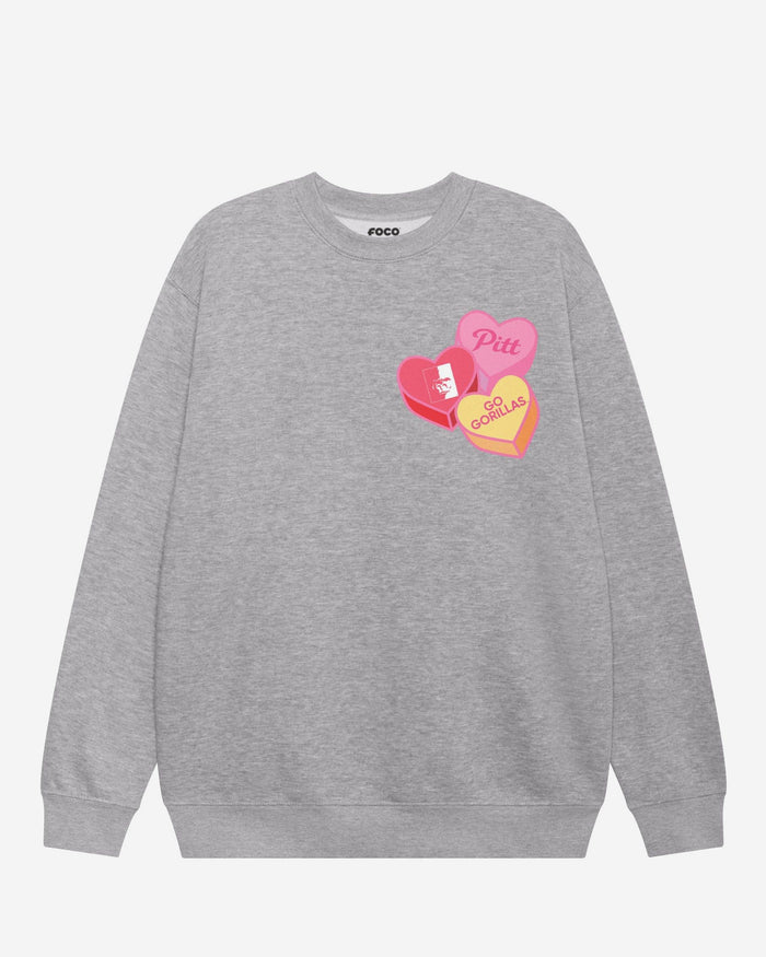 Pittsburg State Gorillas Candy Heart Crew Neck Sweatshirt FOCO Athletic Heather S - FOCO.com