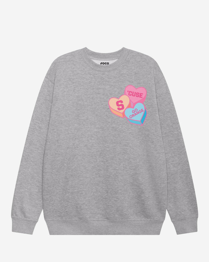 Syracuse Orange Candy Heart Crew Neck Sweatshirt FOCO Athletic Heather S - FOCO.com