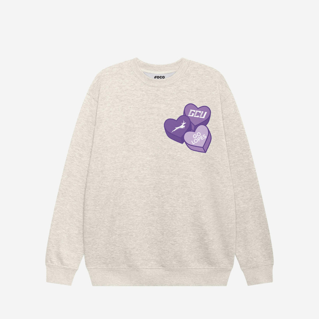 Grand Canyon Antelopes Candy Heart Crew Neck Sweatshirt FOCO Oatmeal Heather S - FOCO.com