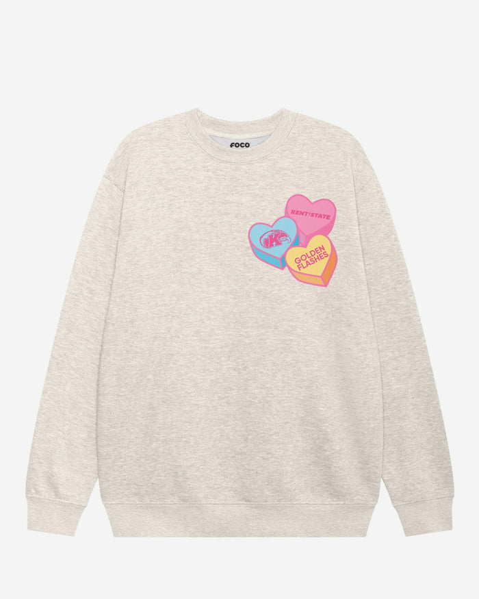 Kent State Golden Flashes Candy Heart Crew Neck Sweatshirt FOCO Oatmeal Heather S - FOCO.com