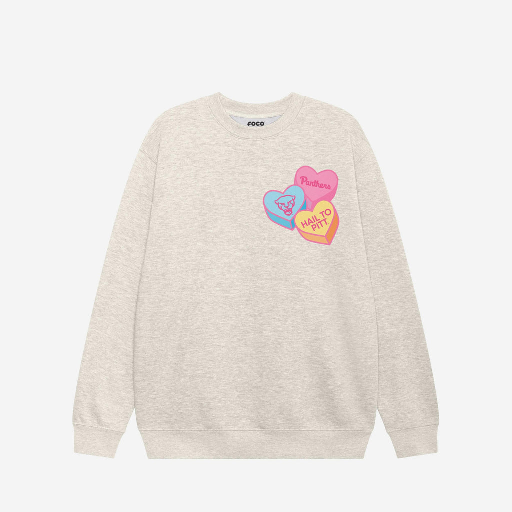 Pittsburgh Panthers Candy Heart Crew Neck Sweatshirt FOCO Oatmeal Heather S - FOCO.com